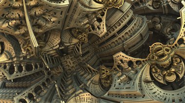 3D illüstrasyon soyut geometrik kompozisyon dijital sanat eserleri.