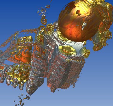 3D illüstrasyon soyut geometrik kompozisyon dijital sanat eserleri.