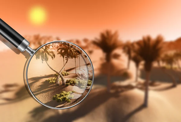 Oasis en el desierto hecho en software 3d —  Fotos de Stock