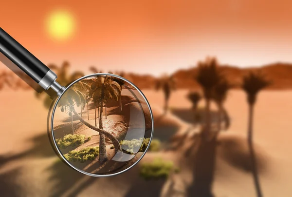 Oaza na pustyni w 3d oprogramowanie — Zdjęcie stockowe