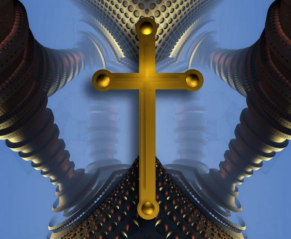 Композиція з металевим хрестом — стокове фото