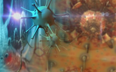 Kanser hücre insan vücudunda 3D render  