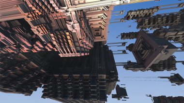 3D illüstrasyon soyut geometrik kompozisyon dijital sanat eserleri.