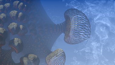 3D illüstrasyon soyut geometrik kompozisyon dijital sanat eserleri.