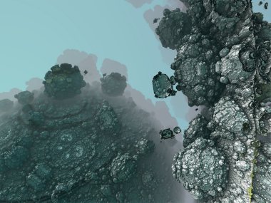 3D illüstrasyon soyut geometrik kompozisyon dijital sanat eserleri.