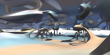 soyut geometrik bileşim 3 boyutlu yazılımda yapılır