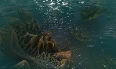 3D illüstrasyon soyut geometrik kompozisyon dijital sanat eserleri.