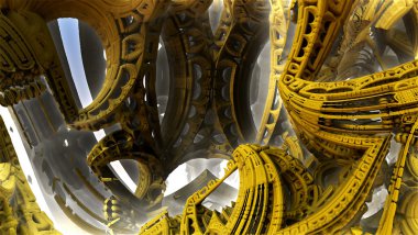 3D illüstrasyon soyut geometrik kompozisyon dijital sanat eserleri.