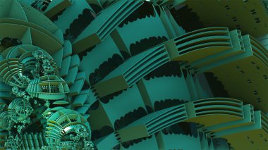 3D illüstrasyon soyut geometrik kompozisyon dijital sanat eserleri.