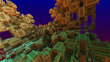 3D illüstrasyon soyut geometrik kompozisyon dijital sanat eserleri.
