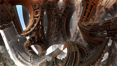 3D illüstrasyon soyut geometrik kompozisyon dijital sanat eserleri.