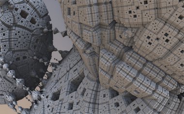 3D illüstrasyon soyut geometrik kompozisyon dijital sanat eserleri.