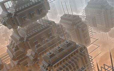 3D illüstrasyon soyut geometrik kompozisyon dijital sanat eserleri.