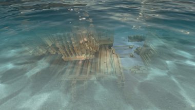 3D illüstrasyon soyut geometrik kompozisyon dijital sanat eserleri.