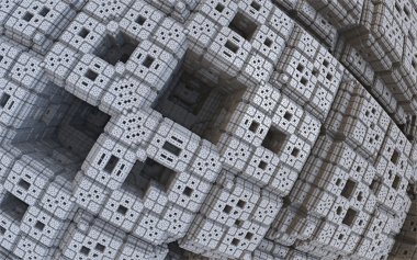 3D illüstrasyon soyut geometrik kompozisyon dijital sanat eserleri.