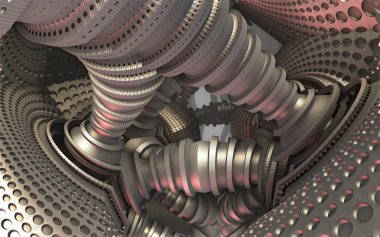 3D illüstrasyon soyut geometrik kompozisyon dijital sanat eserleri.