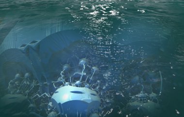 3D illüstrasyon soyut geometrik kompozisyon dijital sanat eserleri.