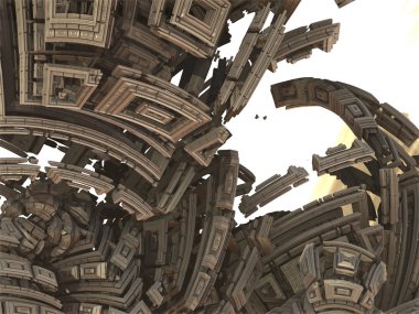 3D illüstrasyon soyut geometrik kompozisyon dijital sanat eserleri.