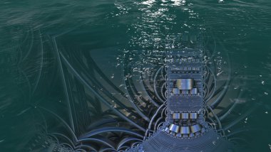 3D illüstrasyon soyut geometrik kompozisyon dijital sanat eserleri.