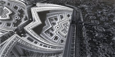 3D illüstrasyon soyut geometrik kompozisyon dijital sanat eserleri.