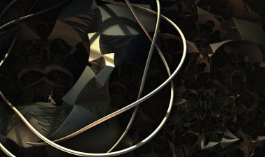 3D illüstrasyon soyut geometrik kompozisyon dijital sanat eserleri.