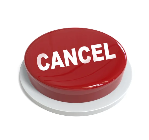 Τρισδιάστατη απεικόνιση του ένα κόκκινο κουμπί με ακύρωση λέξη γραμμένη σε αυτό — Φωτογραφία Αρχείου