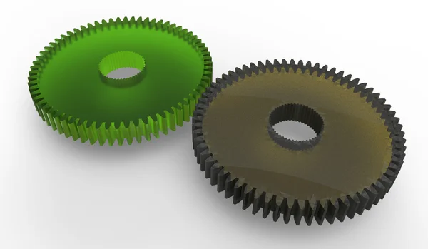 3d render of gears made from glass — Stock Photo, Image