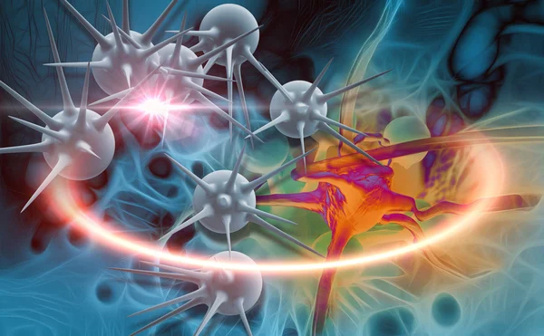 인체에 있는 암세포를 보여 주는 디지털 3d 사진 — 스톡 사진