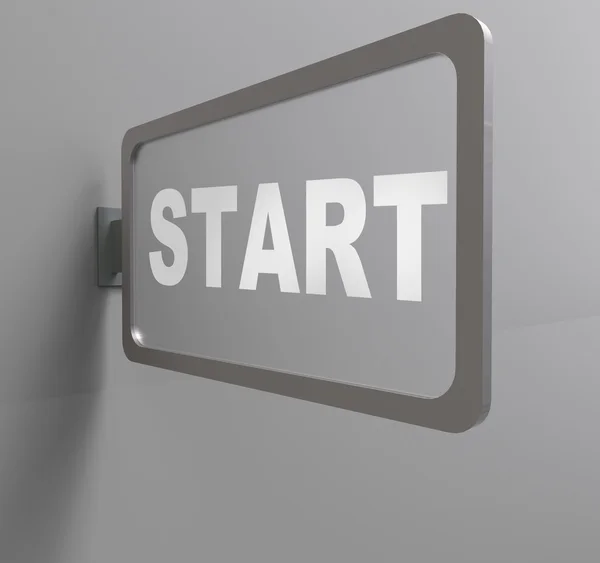 3D renderowania word Start na billboard — Zdjęcie stockowe