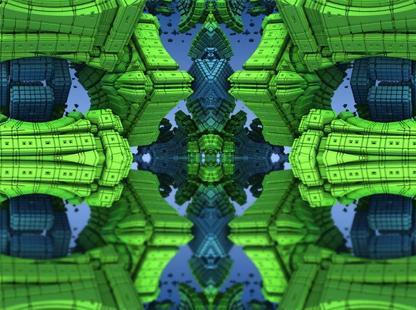 Fyra fraktal göra abstrakt geometrisk komposition-3d rendering — Stockfoto