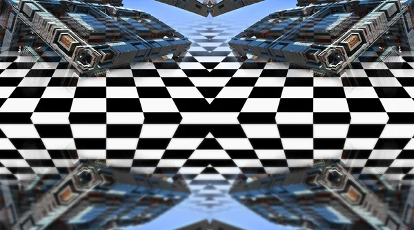 四分形做抽象几何组成 3d 渲染 — 图库照片