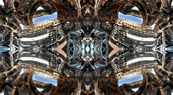 Vier fractal abstract geometrische compositie-3d weergave maken — Stockfoto