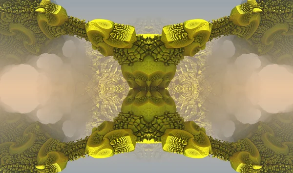 Fyra fraktal göra abstrakt geometrisk komposition-3d rendering — Stockfoto