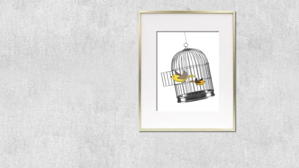 Рисованная Вручную Анимация Птицы Летящие Картины Концепции Сюрреалистической Свободы — стоковое видео