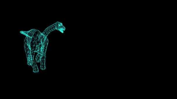 Wireframe Animatie Brachiosaurus Walking Green Screen Achtergrond Jurassic World Dinosaurs — Stockvideo