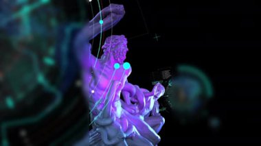 dikey video - yeşil ekranda 4k Dönen heykel - canlandırma