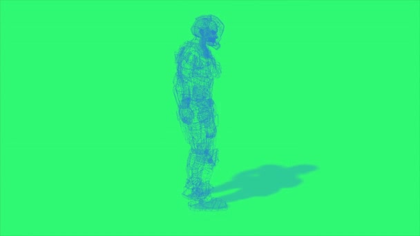 Advanced Wireframe Bionic Robot Rotating Green Screen Background Technology Related — Stock video