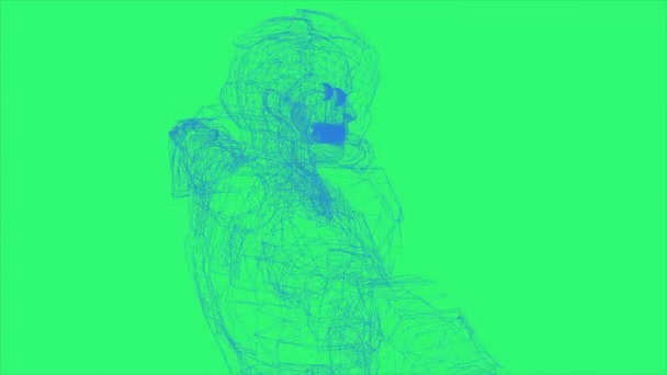 Продвинутый Бионический Робот Вращающийся Зеленом Экране Фон Технология Анимации — стоковое видео