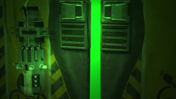 Render Açık Metal Kapı Yeşil Ekran Animasyonu — Stok video