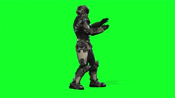 Animação Robô Dançando Como Robô Com Movimento Realista Reflexões Tela — Vídeo de Stock