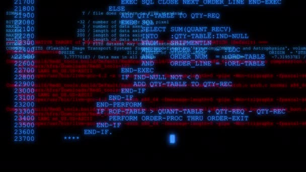 在电脑屏幕终端上运行的黑客代码 — 图库视频影像