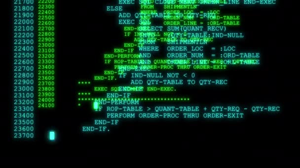 Código Hacker Executando Terminal Tela Computador — Vídeo de Stock