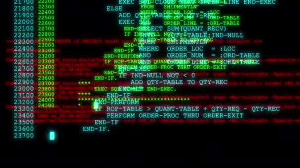 Código Hacker Executando Terminal Tela Computador — Vídeo de Stock