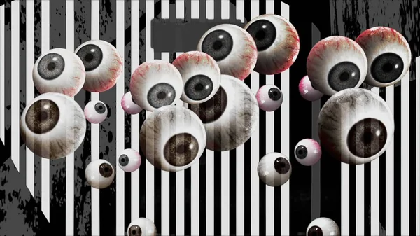 Eyes Ball and black and white line -  3d illustration