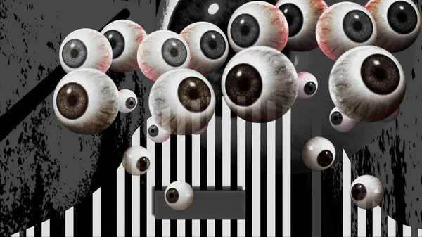 Eyes Ball and black and white line -  3d illustration