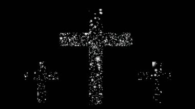 3 boyutlu illüstrasyon - kar parçacıklarından yapılmış üç haç