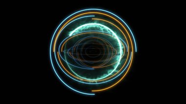 3B illüstrasyon - Işık ile Hologram Biçiminde HUD Element