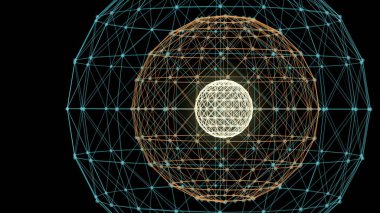 3D illüstrasyon - Üçgenler fantezi teknolojisi ve mühendislik
