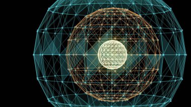 3D illüstrasyon - Üçgenler fantezi teknolojisi ve mühendislik