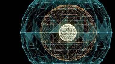 3D illüstrasyon - Üçgenler fantezi teknolojisi ve mühendislik